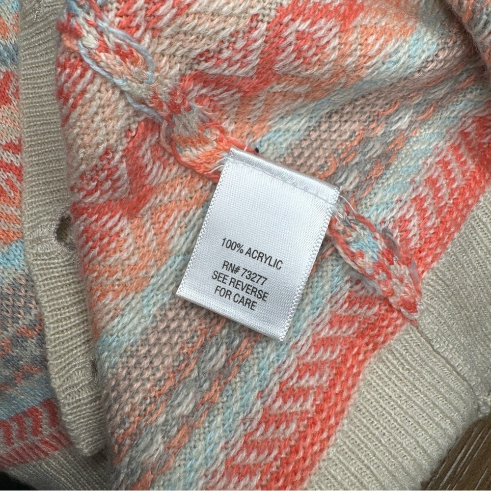 Croft & Barrow Pastel Aztec Button Front Cardigan Size XL Boho Business Casual - Picture 11 of 12